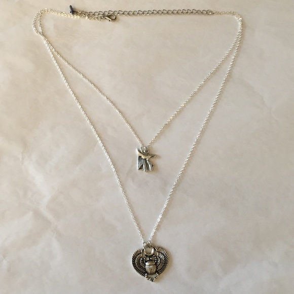 "Book of the Dead" Handmade Dainty 2-Layer Egyptian Necklace, Anubis, Scarab - Picture 10 of 15